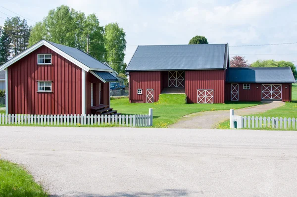 Gardermoen, Norway - May 21, 2014: Norwegian wooden traditional architecture on May 21, 2014 in Gardermoen, Norway — стоковое фото