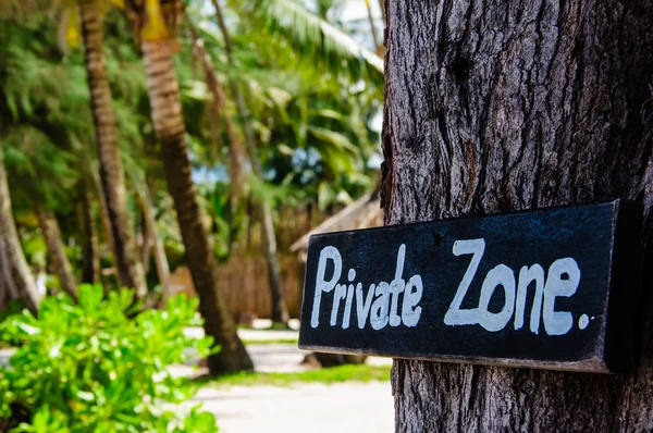 Private zone sign standing for private property restricted access — Stock Photo, Image