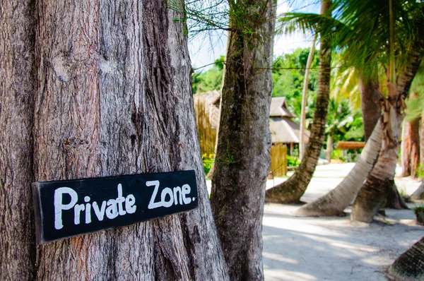 Private zone sign standing for private property restricted access — Stock Photo, Image