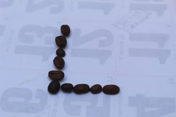 Coffee Beans Arranged Letter Isolated White — Foto de Stock