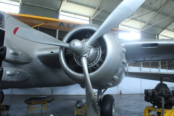 Close Retired Military Aircraft Propeller Display Aerospace Museum — Stock fotografie