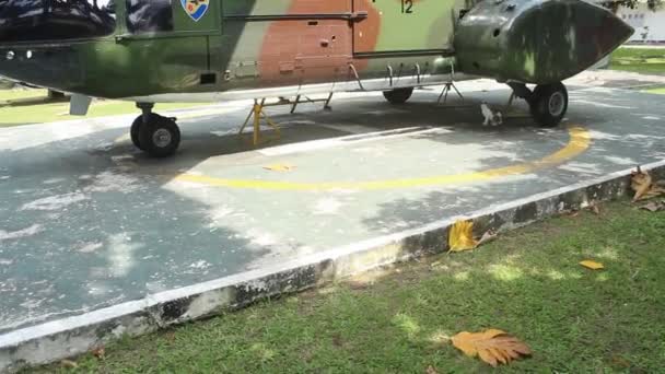 Military Helicopter Belonging Indonesian Air Force Has Been Retired Display — Stock video