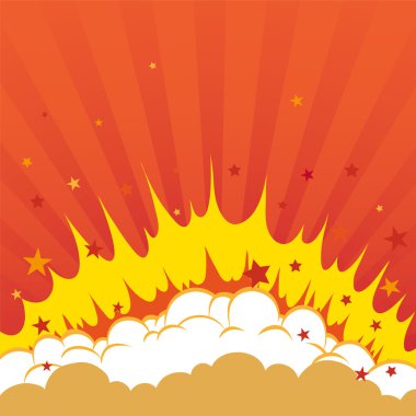 Boom. Comic book explosion, vector background