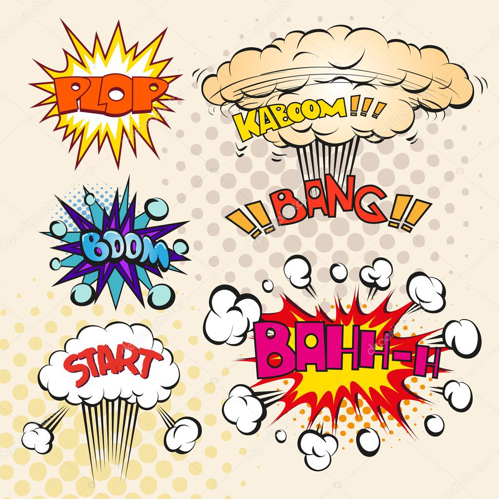 Boom Comic Book Explosion Set Stock Vector C Roman84