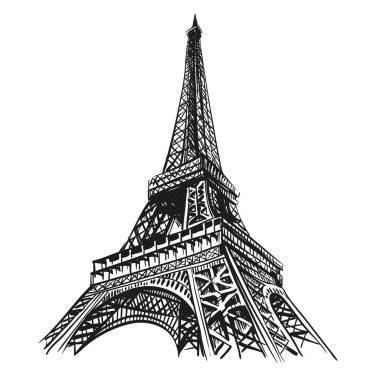 Eyfel Kulesi el çekilmiş. Paris, vektör çizim
