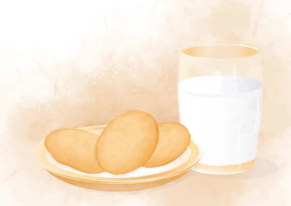 Galletas y leche — Vector de stock