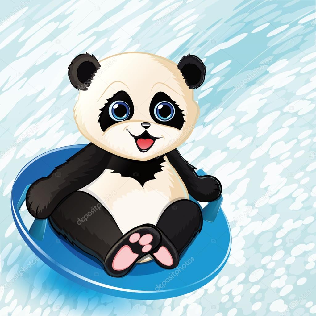 Baby Panda On A Sled Vector Image By C Olgashi Vector Stock