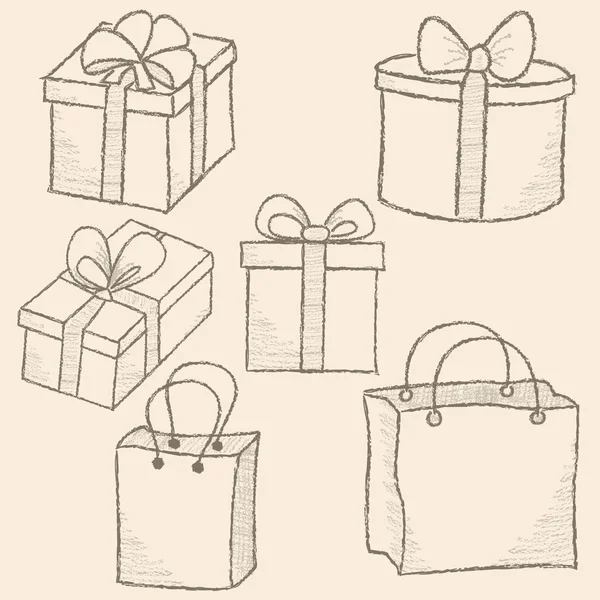 Cajas de regalo y bolsas de regalo . — Archivo Imágenes Vectoriales