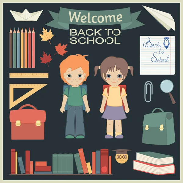 Back to school elements — Stock Vector