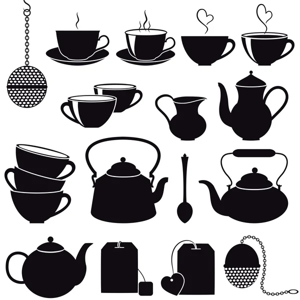 Iconos de té . — Vector de stock