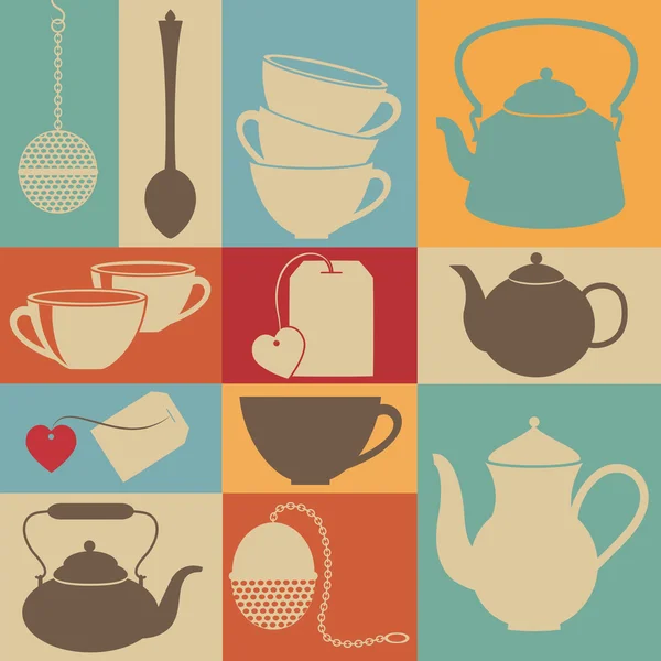 Iconos de té . — Vector de stock