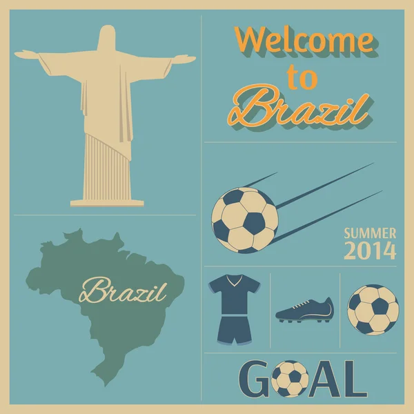 Braziliaanse voetbal poster. — Stockvector