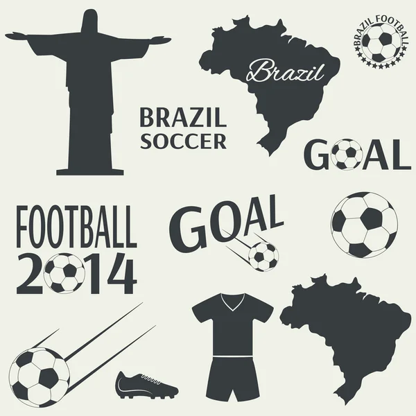 Iconos del fútbol brasileño . — Vector de stock