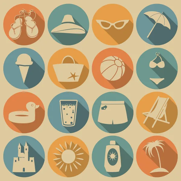 Iconos de playa. — Vector de stock