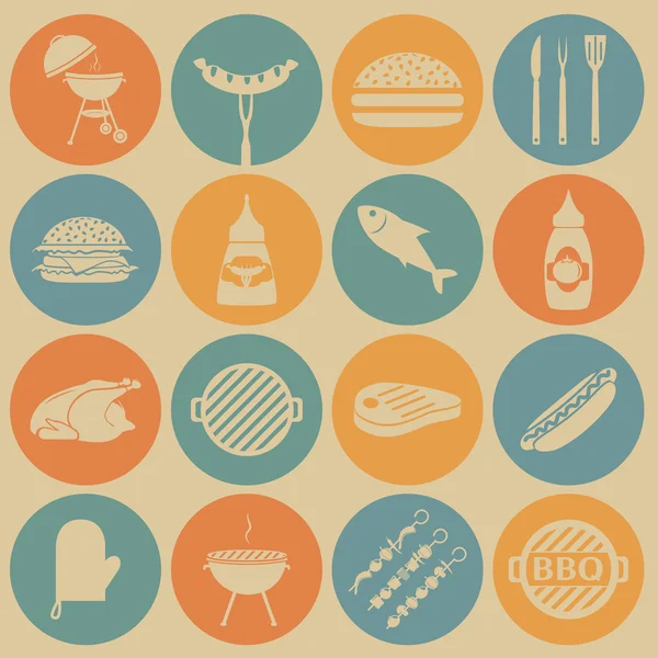 Iconos para barbacoa . — Archivo Imágenes Vectoriales