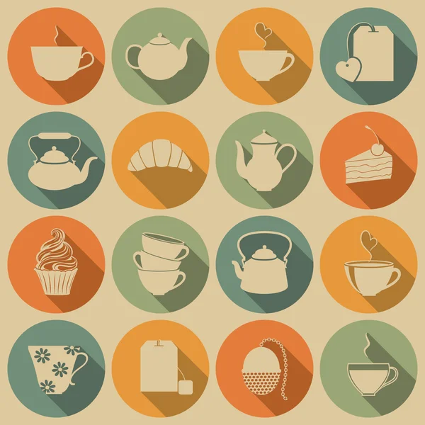 Iconos de té . — Vector de stock