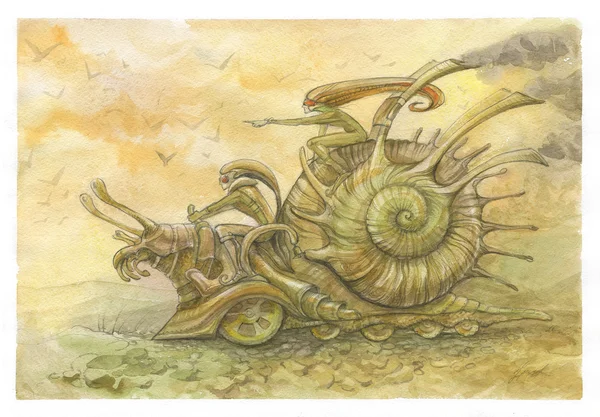 Steampunk. racing snails — ストック写真