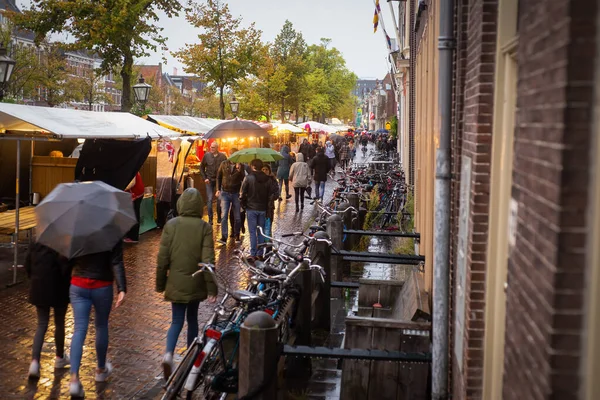 Октября 2021 Года Лейден Нидерланды Уличный Рынок Парк Развлечений Центре — стоковое фото