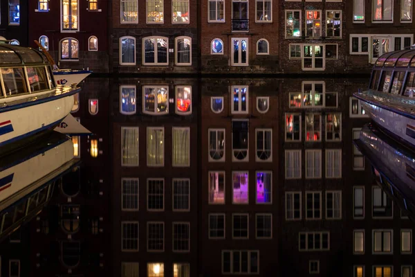 Night Image Center Amsterdam Netherlands Winter Holidays Christmas New Year — Stock Photo, Image