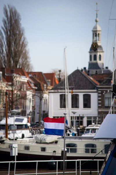 Helmikuuta 2022 Zijlpoort Leiden Alankomaat Kuva Oude Rijn Port Haven — kuvapankkivalokuva