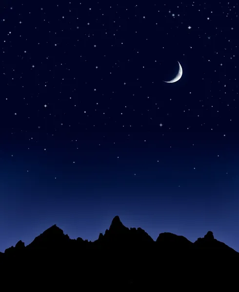 Mountain Moon and Stars — Stock Photo, Image