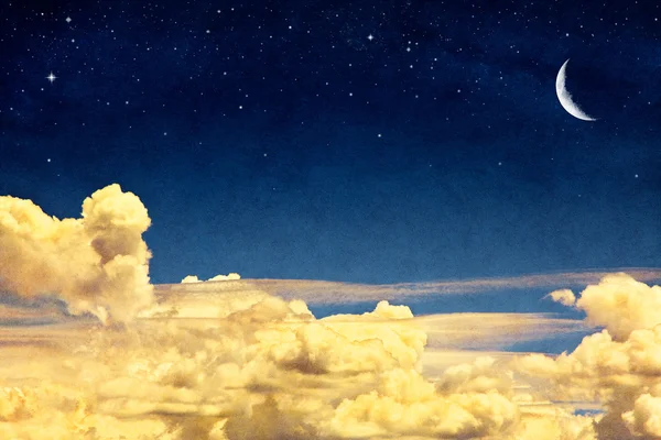Cloudscape y Luna — Foto de Stock