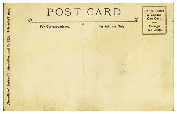 Vintage postikortti takaisin — kuvapankkivalokuva