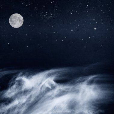 siyah-beyaz bulutlar ve ay