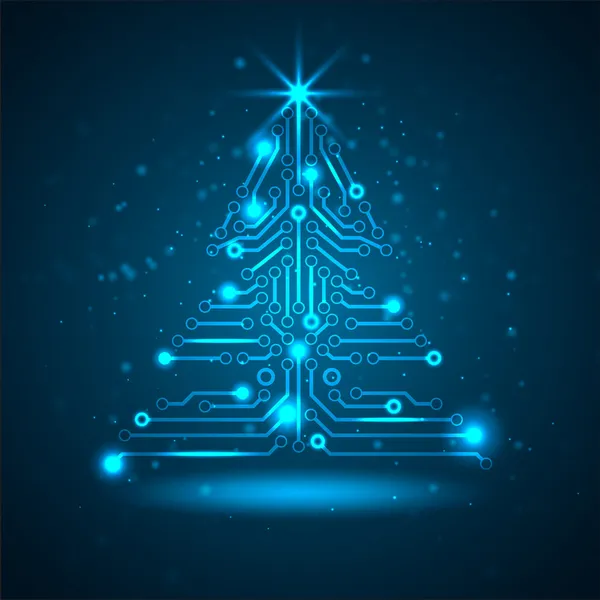 Árvore de Natal tecnologia abstrata . —  Vetores de Stock