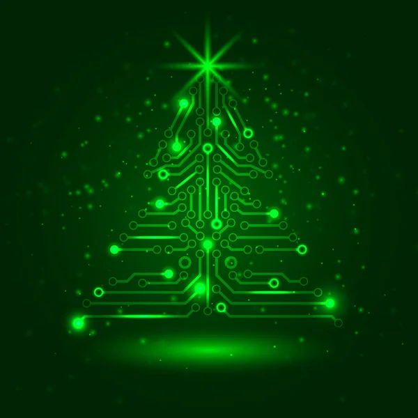 Abstract technology Christmas tree. — Stock Vector