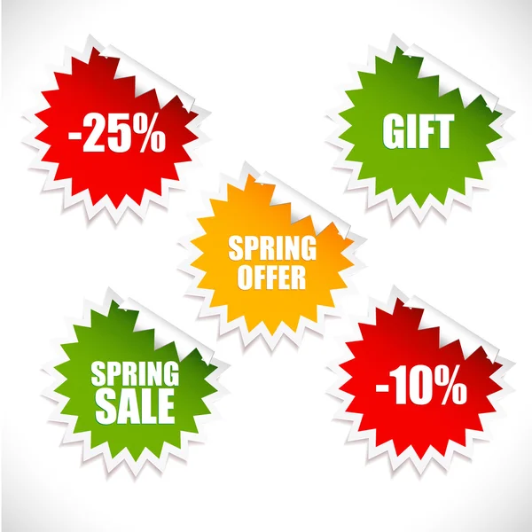 Colorful vector spring sale stickers. Sale. — Stock Vector