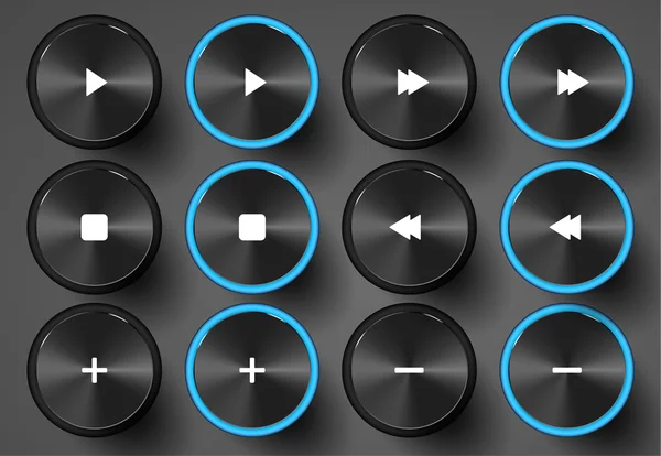 Conjunto de botones de control multimedia . — Vector de stock