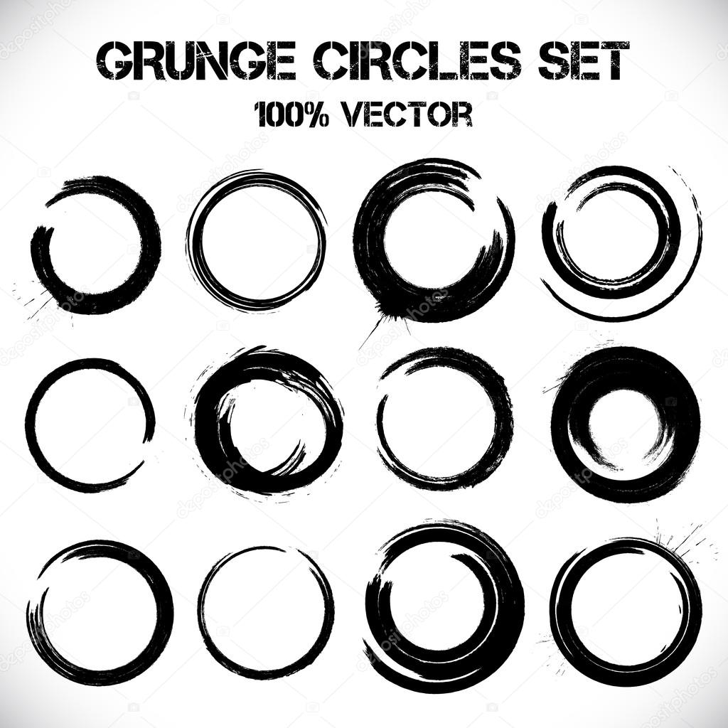 Set of vector grunge circles.