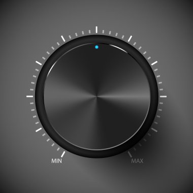 siyah ses kontrol düğmesi. metal doku.