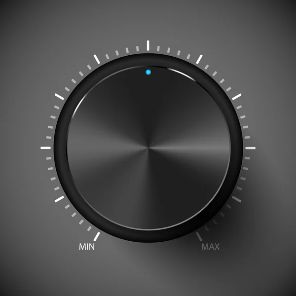 siyah ses kontrol düğmesi. metal doku.