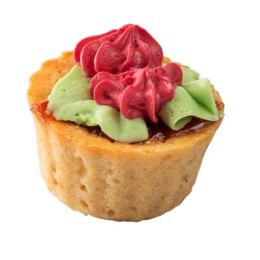 Beyaz izole edilmiş arka planda tereyağlı kek.