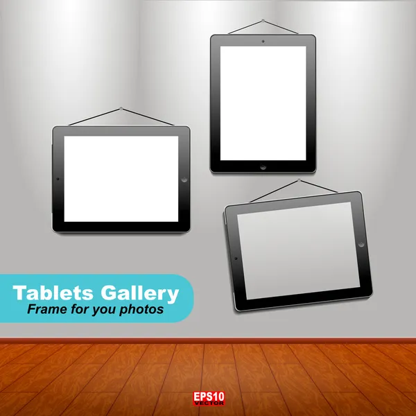 Galerie met tabletten voor uw foto 's — Stockvector