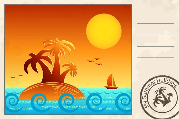 Postal de verano — Vector de stock