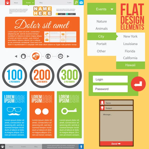 Flat Web Design — Stock Vector