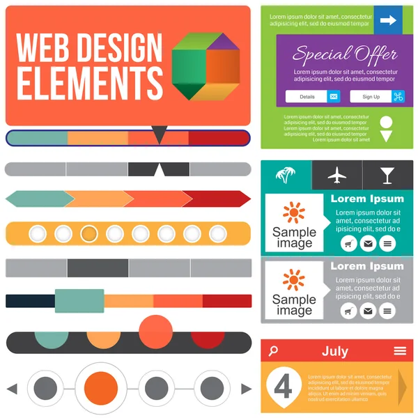 Elementos planos de diseño web . — Vector de stock