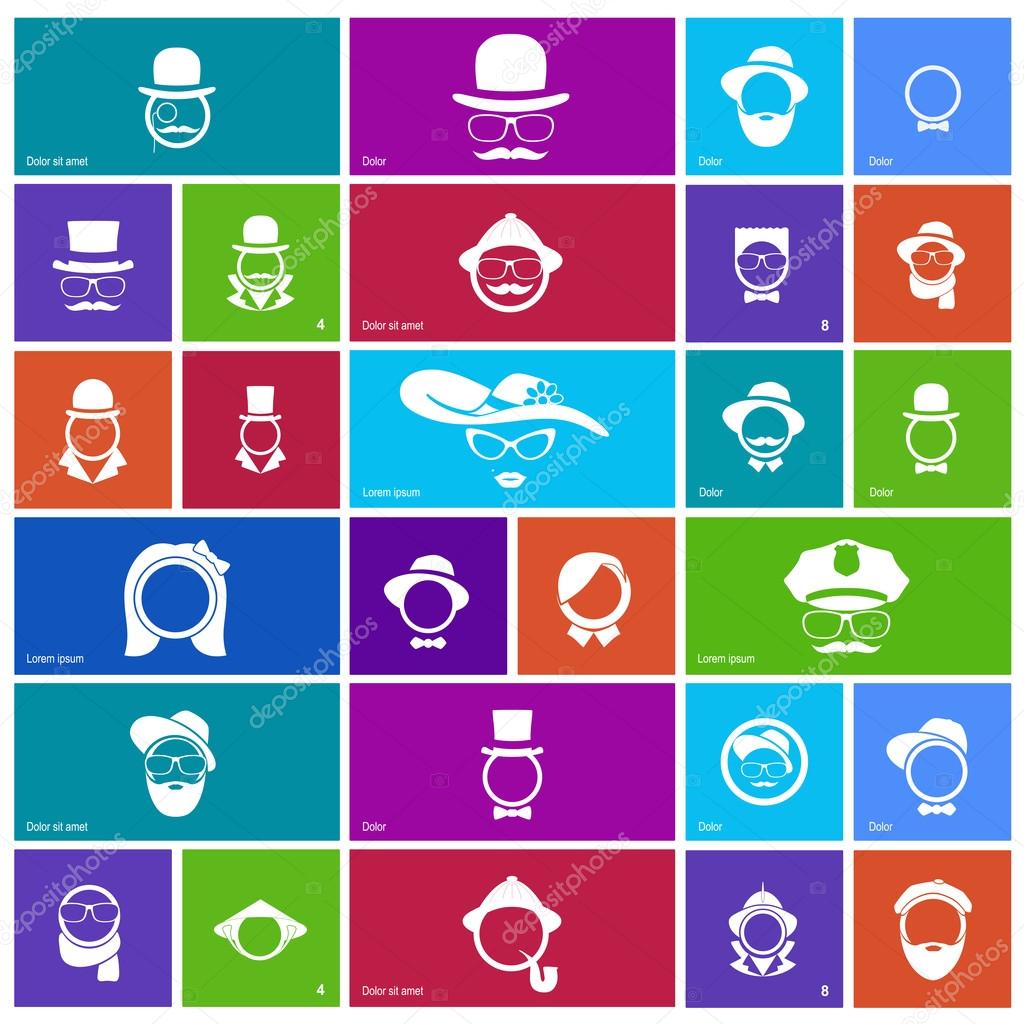 Set of 27 face icons