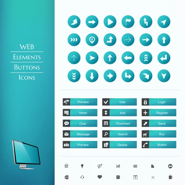 Knoppen en pictogrammen — Stockvector