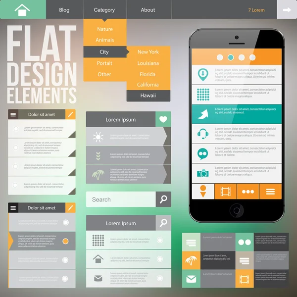 Diseño Web plano — Archivo Imágenes Vectoriales