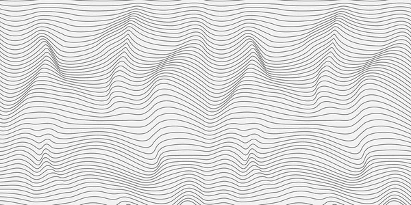 Wavy Linear Abstract Texture Relief Black White Background Optical Illusion — Stock Vector