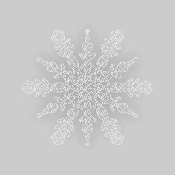 Kort Sneeuwvlokje Symbool Nieuwjaarsdruk Het Winterdesign Element Geïsoleerd Een Grijze — Stockvector