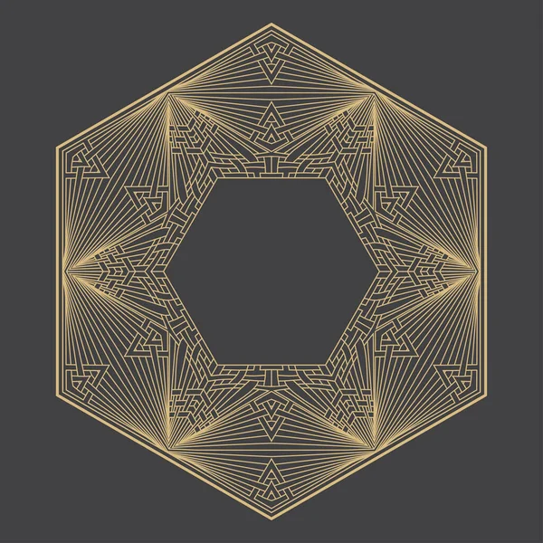 Круглая Декоративная Золотая Рама Геометрический Абстрактный Орнамент Местом Текста Монограмма Лицензионные Стоковые Иллюстрации