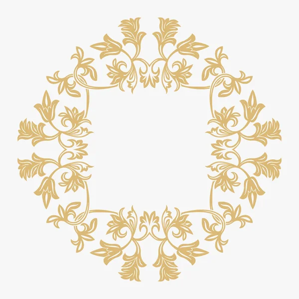 円形のバロック装飾 金の飾り枠 テキストの場所です モノグラム 結婚式の招待状 メニューに適用されます ベクトルグラフィックス — ストックベクタ