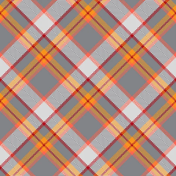 Check Plaid Seamless Pattern Red Gray Yellow Geometric Herringbone Background — Stock Vector