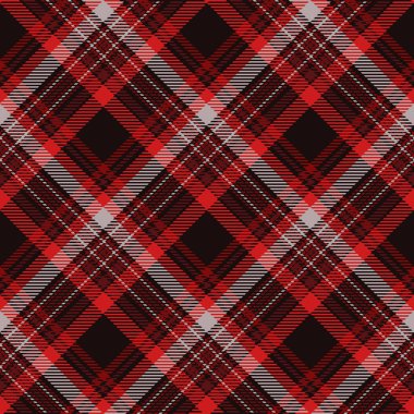 Ekose desenli. Kırmızı, gri geometrik arkaplan kontrol edildi. Tartan kafesi soyut dokusu. Kumaş, gömlek, tekstil, perde ve masa örtüsü üzerine vektör grafikleri.