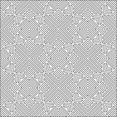 Soyut, dikişsiz geometrik desen. Çizgili, çizgili, zikzaklı modern doku. Kafes grafik tasarımı. Vektör illüstrasyonu.